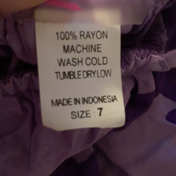 C & R Beachwear - Girls Hawaiian Aloha Wear Purple Flower Dress (Size: 7) - Picture 5 of 7